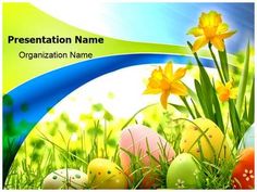 easter eggs in grass with daffodils powerpoint presentation templates and backgrounds