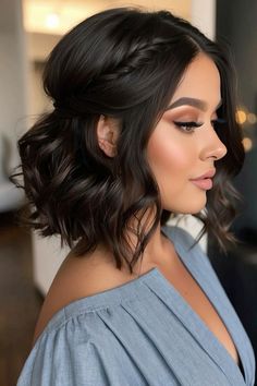 Hairstyles For Weddings Bridesmaid Short, Hair Ideas For Prom Short, Short Hair Bridesmaid Styles, Wedding Hair Bridesmaid Short, Easy Bridesmaid Hairstyles For Short Hair, Hairstyle Prom Short Hair, Cute Fancy Hairstyles For Short Hair, Engagement Photo Hairstyles Short