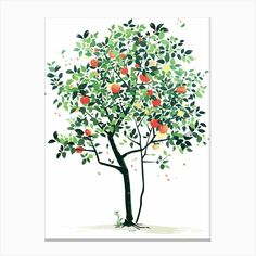 an apple tree with oranges on it