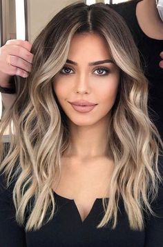 Brown Hair With Blonde Balayage, Rambut Brunette, Blonde Hair Transformations, Brunette Hair With Highlights, Balayage Hair Dark, Balayage Blonde, Brown Hair With Blonde Highlights