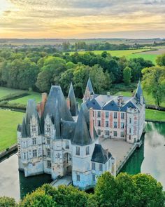 an aerial view of a castle in france