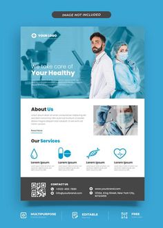 a medical flyer template with doctors in the background