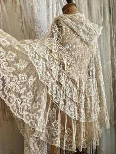 Brussels Lace, Veil Wedding, Wedding Cape, Antique Dress, Wedding Shawl, Linens And Lace, Vintage Gowns, Antique Clothing, Vestidos Vintage