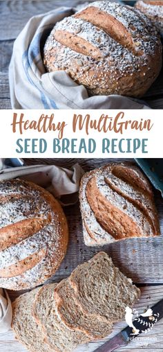 healthy multigraam seed bread recipe with text overlay