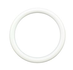 a white ring on a white background with clippings to the side for text