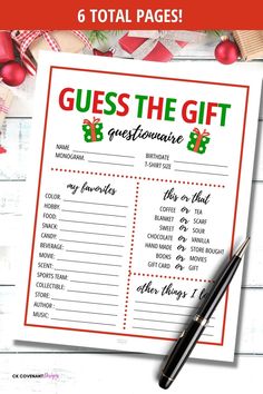 a printable guess the gift for christmas