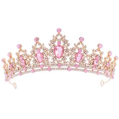 PRICES MAY VARY. Sturdy Crown: This gold tiara is handmade by durable alloy and rhinestone. Pink Crystal Crown is beautiful,well-made and very solid and comfortable to wear, with hard texture for practicality and aesthetics. Color-- Gold, Color retention, no fading. Size-- 5.8inch * 2.2inch. Tiara and Crowns Suitable for adult women and girls. Weight is 70g /0.15lb. Great Gift-- It's a good choice for Wedding, Mother's Day, Valentine's Day, Birthdays,Engagement, Photograph prop or Graduation App Crown For Queen, Tiara Aesthetic, Pink Tiara, Crowns For Women, Crown Hair Accessories, Birthday Party Princess, Quinceanera Pink, Birthday Crowns, Accessories Bride