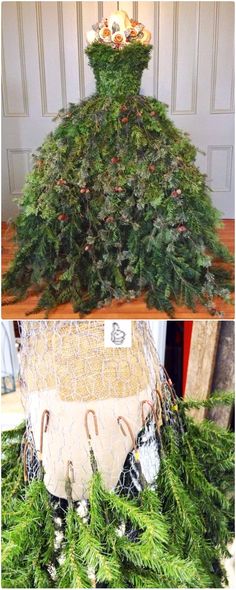 two pictures of christmas trees in different stages of being decorated and placed on top of each other