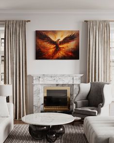 "Our Phoenix Wall Art will add a touch of mythical elegance to any room. This stunning oil painting on canvas features a magnificent Phoenix bird rising from fire, symbolizing rebirth and renewal. Available in framed or unframed options, this piece comes ready to hang and makes a great addition to any home decor. The vibrant colors and intricate details of the painting will bring life to your walls and be a conversation starter for anyone who admires it. Perfect for those who appreciate unique a Guitar Painting Canvas, Dark Academia Wall Art, American Indian Artwork, Dark Academia Wall, Indian Artwork, Guitar Painting, Angel Painting, Hanging Fixture, Painting Canvas