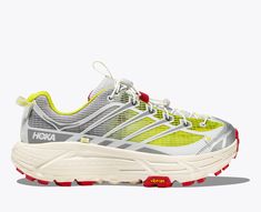 the north face's new trail running shoe is available in grey, yellow and red