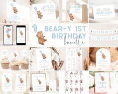 the bear - y 1st birthday bundle includes cards, envelopes and other items