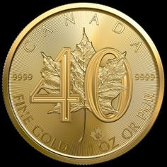 a gold coin with the number forty on it's front and leaves in the back