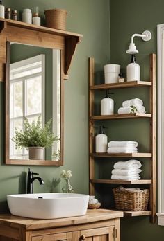 Imagine stepping into a tranquil oasis every morning. A green bathroom, with its whisper of nature and harmony, can transform your daily routine into a serene Oak Bathroom, Toilet Room, Tiny Bathrooms, Bathroom Inspiration Decor, Bathroom Update, Green Bathroom