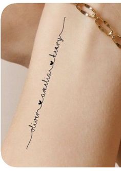 a woman with a tattoo on her arm that says, i love you always and always