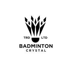 the badmintonon crystal logo is shown in black and white, with an abstract design