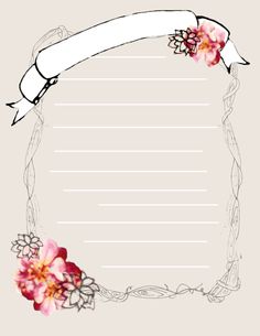 a blank paper with flowers on it