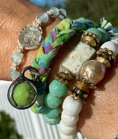 Stacked Bracelets, Ribbon Jewelry, Beautiful Bracelets, Beaded Jewlery, American Indian Jewelry, Jewelry Antique, Bracelet Design, Fabric Jewelry, Bracelet Stack