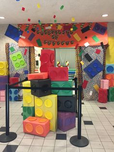 a room filled with lots of different colored blocks