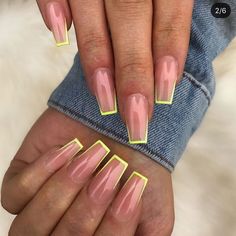 Neon Acrylic Nails, Unghie Sfumate, Tapered Square Nails, Edge Nails, Coffin Shape Nails, Ballerina Nails