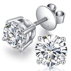 PRICES MAY VARY. ❤.【DIAMOND EARRINGS】925 Sterling Silver Stud Earrings, 4A+ Cubic Zirconia Earrings . Comes in an Elegant GIFT BOX That Would be an Ideal Gift for Lovers, Family, Friends. ❤.【TOP QUALITY】18K White Gold Plated 925 Sterling Silver 5A Cubic Zirconia Stud Earrings. Hypoallergenic Earrings, Nickel Free, Lead Free and Cadmium Free,Perfect Choice for Sensitive Ears.d Cadmium Free,Perfect Choice for Sensitive Ears. ❤.【AAAA+ CUBIC ZIRCONIA 】Top Level Brilliant AAAAA+ Cubic Zirconia Stone, Mens Diamond Earrings, Classy Earrings, Black Stud Earrings, Silver Diamond Earrings, Womens Earrings Studs, Cz Stud Earrings, Earring Studs, White Gold Earrings, Diamond Stud Earrings