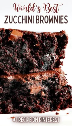 Close-up of two zucchini brownies stacked on top of each other. Zucchini Desserts, Chocolate Zucchini Brownies, Zucchini Recipes Dessert, Best Zucchini, Zucchini Brownies, Zucchini Cake, Zucchini Bread Recipes, Do It Now, Chocolate Zucchini