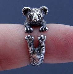 Koala Ring, Silver Koala, Sterling Silver, Koala Bear, Silver Koala Ring, Koala Jewelry, Animal Ring, Adjustable Ring, Animal Jewelry by Inmmotion on Etsy Koala Jewelry, Bear Jewelry, Animal Ring, Animal Rings, Stylish Rings, Polar Bears, Wrap Rings, Koala Bear, Animal Jewelry