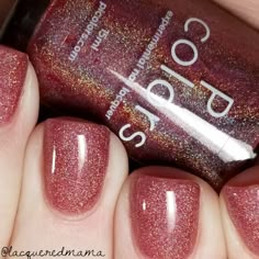 Rheum.011 is a red nail polish with linear holo. This polish is opaque in 3 coats. A base coat is always recommended to avoid any nail staining. A gloss topcoat is recommended. This polish is 10-free. Please store this polish out of direct sunlight, in a cool, dark, dry location for best longevity. The product color may be slightly different in person due to your computer monitor settings and lighting elements. PI Colors Luxury Nail Lacquers are custom batches of handmade nail polish colors with Red Holographic, Opi Colors, Polished Nails, Pretty Nail Colors, Purple Nail Polish, Holographic Nail Polish, Red Nail Polish, Indie Nail Polish