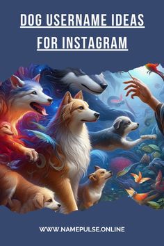 an image of some animals with the words dog username ideas for instagramm