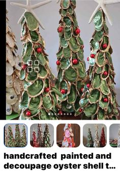 three christmas trees made out of recycled materials