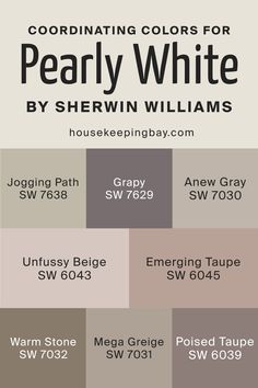 the color scheme for pearly white by sheryln williams is shown in shades of gray