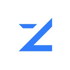 the letter z is made up of two blue rectangles on a white background