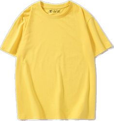 Plain Tops For Summer Streetwear, Yellow Plain Relaxed Fit T-shirt, Solid Color Summer Streetwear Tops, Yellow Plain T-shirt With Relaxed Fit, Yellow Relaxed Fit Plain T-shirt, Yellow Casual Solid Color Shirt, Yellow Cotton Crew Neck Top, Casual Solid Yellow Shirt, Basic Yellow Relaxed Fit T-shirt