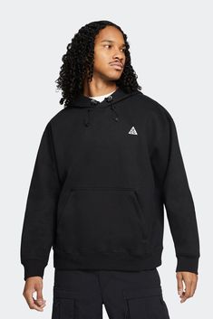 Nike Men’s ACG Pullover Fleece Hoodie Style#: CW4490-013 Black Size: Small This Nike ACG Pullover Fleece Hoodie comes with a loose and roomy boxy fit. Made from warm fleece fabric, the hoodie provides a soft feel up to the lined hood with bungee drawcords for adjustable coverage. - Nike ACG Pullover Fleece Hoodie - Loose fit for a roomy feel - Embroidered ACG logo - 84% cotton, 16% polyester Measurements: Pit to pit- 24” Shoulder to shoulder- 22” Approx length- 27” Black Hoodie With Drawstring Hood For Outdoor Activities, Black Sweatshirt With Kangaroo Pocket For Outdoor Activities, Black Sweatshirt With Drawstring Hood For Outdoors, Black Sweatshirt With Double-lined Hood For Outdoor Activities, Black Double-lined Hooded Sweatshirt For Outdoors, Hoodie Style, Pullover Fleece, Nike Acg, New Nike