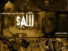 an advertisement for the movie salu, which is being shown in black and white