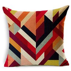 a multicolored decorative pillow on a white background