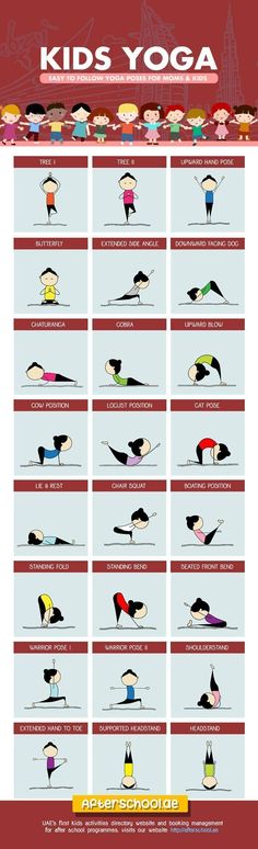 a poster showing the different kinds of yoga poses for children and adults, with instructions on how to do them