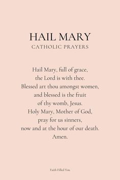 a pink background with the words hail mary catholic prayer