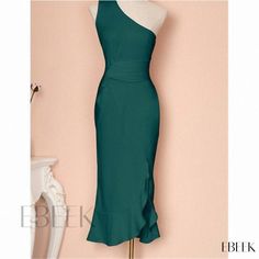 Elegant Womens Party Dress - Ladies Gown Summer Party Sheath Evening Dress, Green Sheath Party Dress, Green Sheath Dress For Party, Green Fitted Party Gown, Elegant Green Bodycon Party Dress, Fitted Green Midi Party Dress, Elegant Green One-shoulder Bodycon Dress, Elegant Green One Shoulder Bodycon Dress, Fitted Green Midi Dress For Party