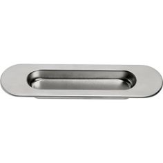 a stainless steel door handle on a white background