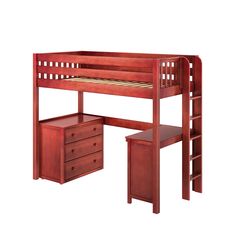 SLAM1 CS : Storage & Study Loft Beds Twin High Loft Bed with Straight Ladder on end Loft Bed Storage, High Loft Bed, Desk And Storage, Stair Slide, Bed End, Study Nook, Desk Dresser, Mattress Support, Desk Storage