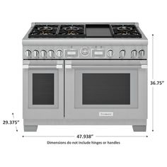 an image of a stove with two ovens and measurements for the top one is shown