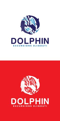 the dolphin logo is shown in three different colors