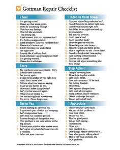 The Magical Phrases That Every Couple Should Learn — Marriage counseling Gottman Repair, Gottman Repair Checklist, Gottman Method, Gottman Institute