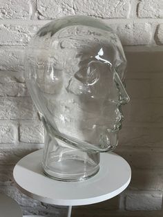 Nice vintage head of glass from the fifties headphone / hat / wig stand in clear glass. Height ± 25 cm (10 inch) Width ± 15 cm (6 inch) In excellent vintage condition. Wow! We ship worldwide, well packed. The Fifties, Hat Display, Wig Stand, Vintage Interior, 10 Inch, The Netherlands, Home Accents, Clear Glass, Wigs