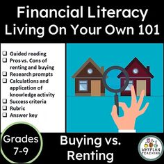 This resource covers:Mortgages, rentals, landlords, payment plans.Rates, taxes, and net incomes.Upfront costs of purchasing a home (infographic included).Federal and provincial tax calculations.Financing details like mortgage terms, payments, amortization.Extensions on open vs. closed mortgages.Factors to consider when deciding where to live. Living On Your Own, Free Math Resources, Where To Live, Teaching Teachers, Reading Comprehension Activities, Student Organization, Comprehension Activities, Math Curriculum, Free Math