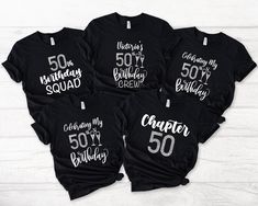 four birthday shirts with the number 50 on them