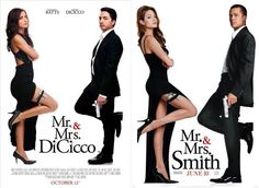 the movie poster for mr and mrs smith is shown in three different poses, including a man