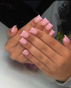 Pink french tips short nails 😍so pretty French Tip Short Nails Acrylics, Pink Nails Ideas French Tip, Short Nails With Pink Design, Short Pink Nail Art Designs, Short Nails Length, Cute Short Square French Tip Nails, Purple French Tips With Design, French Nail Tips Acrylics, Soft Pink Nails French Tip