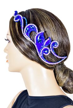 Complement your dance outfit with this blue center teardrop hair piece. Made with high quality materials at an affordable price, this accessory provides the perfect accent on the dance floorDesigned in Los Angeles by SM Dance Fashion Dance Hair Piece, Freestyle Dance Costumes, Salsa Dresses, Freestyle Dance, Dance Hair, Swimming Hairstyles, Festival 2024, Salsa Dress, Suit Ideas