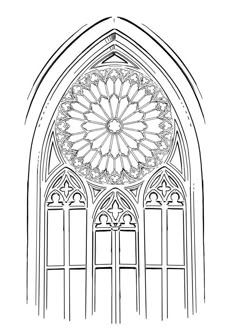 a drawing of an ornate window in the shape of a flower